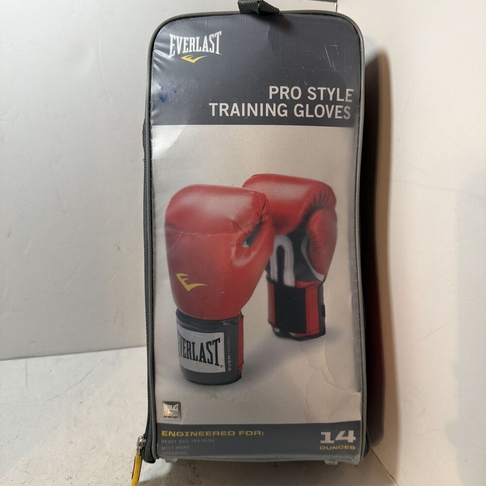 Everlast Pro Style Boxing Gloves Red 14 Oz For Sparring Mitt Heavy Bag Training